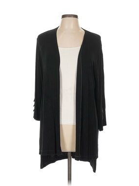 Chico's Black Open-Front Traveler’s Cardigan with 3/4 Sleeves